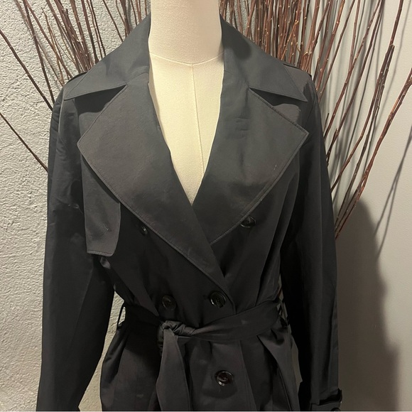 🌺NWT THE DROP EMILIA ELONGATED BLACK TRENCH COAT SIZE SMALL🌺 - Picture 3 of 7